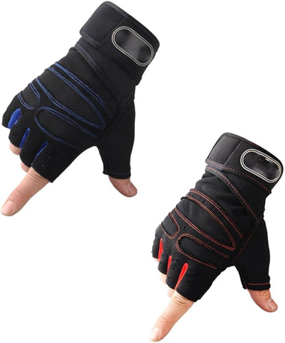 Mikinona Fitness Half-Finger Gloves for Men XL Dark Blue Cycling and Weight Lifting Gloves with Wrist Support for Fitness Training and Riding