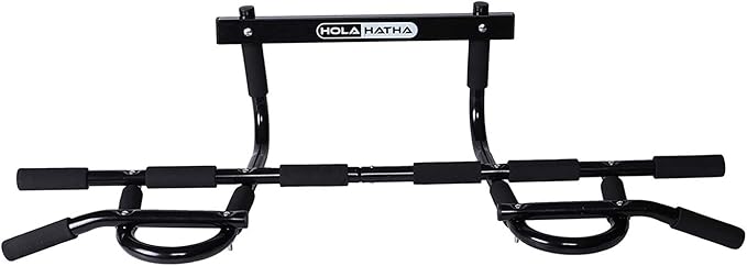 HolaHatha Heavy Duty Door Way Pull Up Bar Chin Up Dip Station for Multiuse Doorway Portable Home Fitness Gym Workout to Build Upper Body Strength