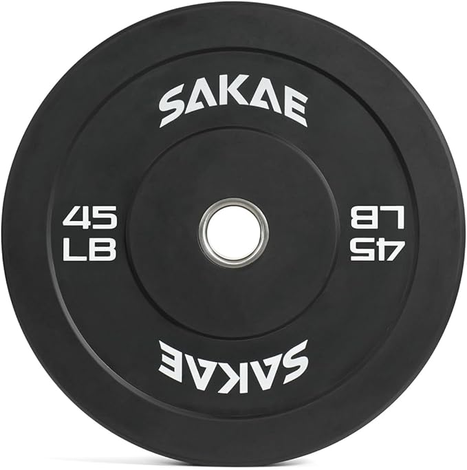 SAKAE Olympic Rubber Bumper Plates, 2-Inch Weight Plate Set with Steel Hub, Ideal for Weightlifting, CrossFit, Strength Training & Home Gym Workout, Available in Single, Pair & Sets, Multiple Sizes