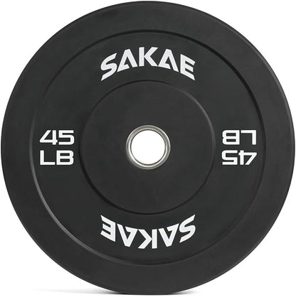 SAKAE Olympic Rubber Bumper Plates, 2-Inch Weight Plate Set with Steel Hub, Ideal for Weightlifting, CrossFit, Strength Training & Home Gym Workout, Available in Single, Pair & Sets, Multiple Sizes