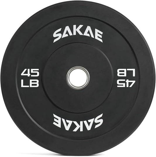 SAKAE Olympic Rubber Bumper Plates, 2-Inch Weight Plate Set with Steel Hub, Ideal for Weightlifting, CrossFit, Strength Training & Home Gym Workout, Available in Single, Pair & Sets, Multiple Sizes