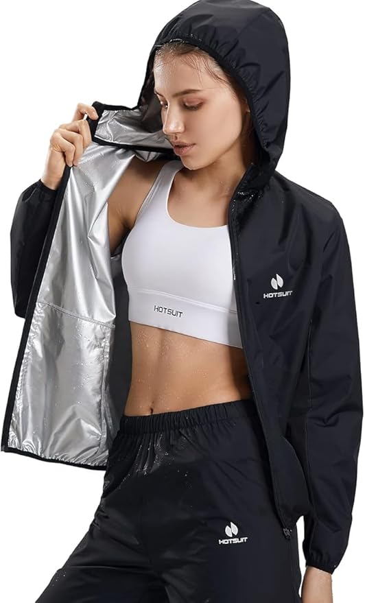 HOTSUIT Sauna Suit Women Machine Washable Sweat Sauna Jacket Pants Anti Rip Sweat Suits for Gym Workout