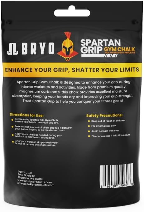 BRYO Spartan Grip Loose Chalk Bag Refill - 14.1oz - Premium Sports Chalk for Enhanced Grip - Ideal for Weightlifting, Climbing, Gymnastics, and More