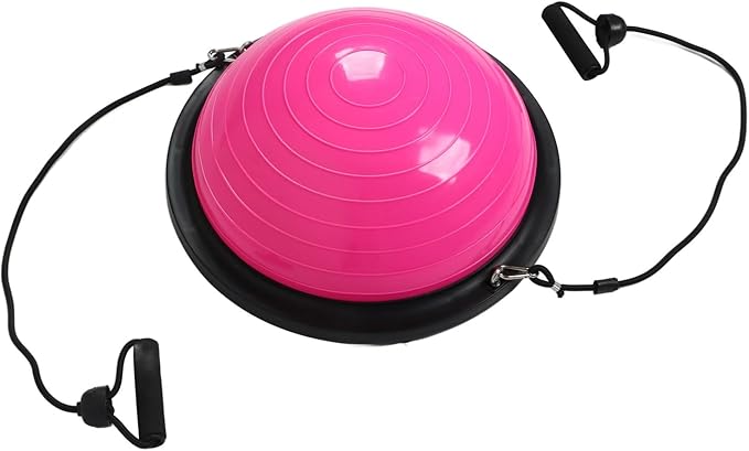 Half Ball Balance Trainer Stability Yoga Exercise Ball with Bands and Pump for Home Gym Core Training Yoga Fitness Abdominal Training, 18.1 Inch Anti-Slip