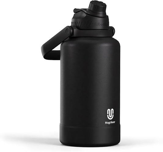 64oz Insulated Water Bottle| Double-Wall Vacuum Stainless Steel, Wide Mouth Design, Leak-Proof Reusable Bottle for Gym, Sports & Daily Hydration - Black