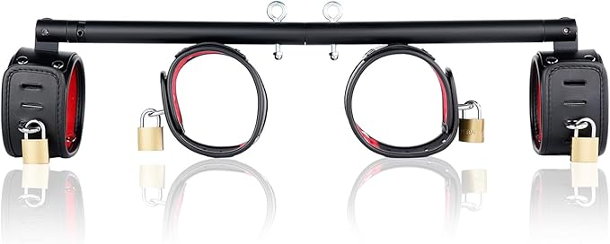 Spreader Bar Heavy Duty Stainless Steel Expandable Silver Bar Home Gym with 4pcs PU Purple Adjustable Strap,Sports Aid Training Fitness Gear Pilates Aid Kit,Yoga Set