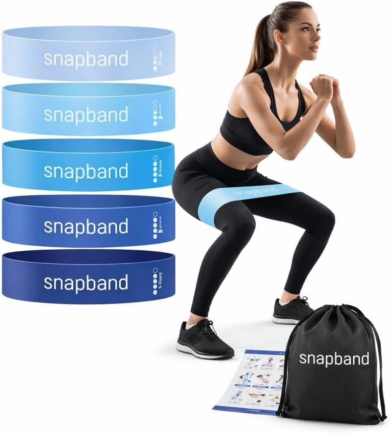 Resistance Bands Set for Physical Therapy & Strength Training – 5 Levels (Extra Light to Extra Heavy), Non-Slip Exercise Bands for Rehab, Glutes, Legs & Warmups – Includes Carry Bag