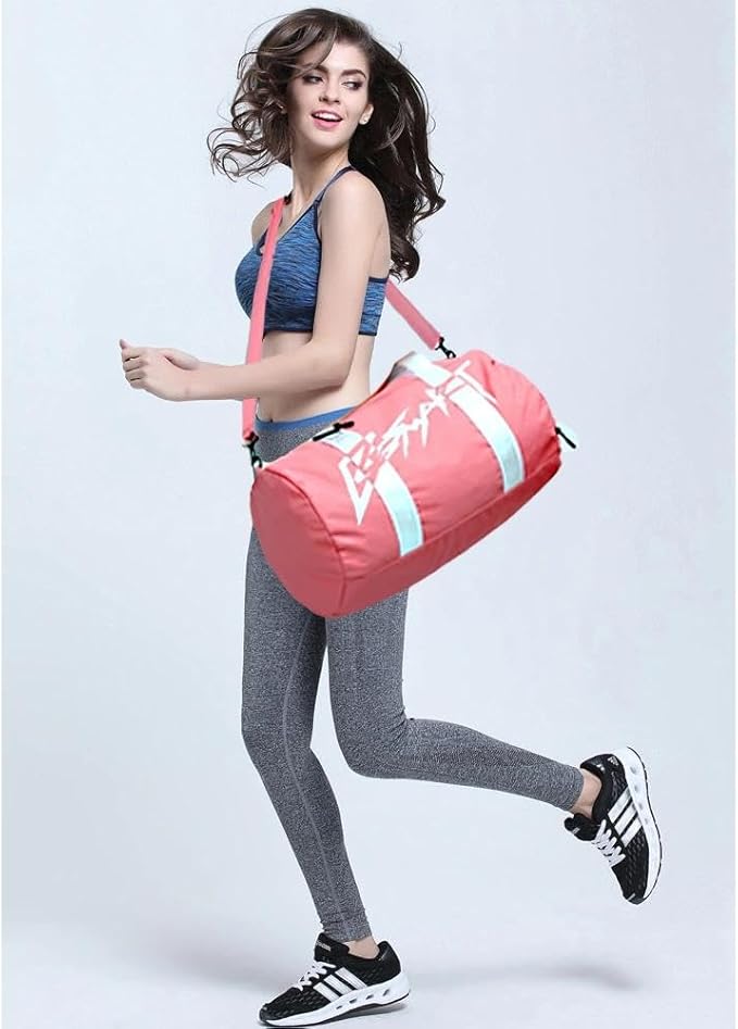 BE Smart Gym Bag Sports Duffle Bag for Men Women, Waterproof Gym Bags Weekender Bags with Shoe Compartment, Lightweight Large Overnight Workout Bag, Pink With Tpu Pocket, Casual Fashion