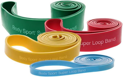 Body Sport Super Loop Band 41-Inch, Latex, Exercise Chart Included – Bands for Working Out – Exercise Band