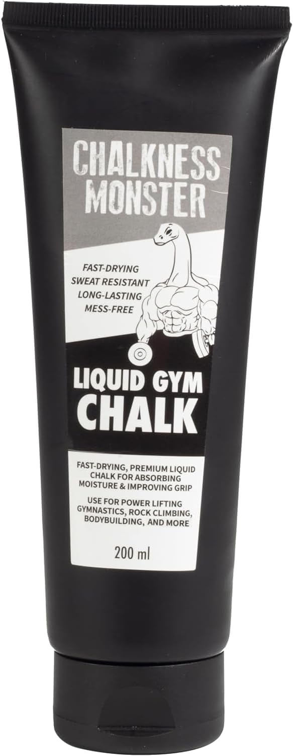 Liquid Gym Chalk - Mess-Free - Combo 2 Pack Premium Sweat Resistant Long Lasting Grip - Quick Dry Hand Grip for Gymnastics, Rock Climbing, Power Lifting and More - Chalkness Monster 200 & 50 mL Bottle