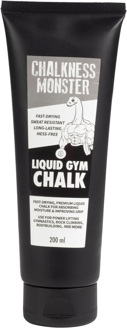 Liquid Gym Chalk - Mess-Free - Combo 2 Pack Premium Sweat Resistant Long Lasting Grip - Quick Dry Hand Grip for Gymnastics, Rock Climbing, Power Lifting and More - Chalkness Monster 200 & 50 mL Bottle