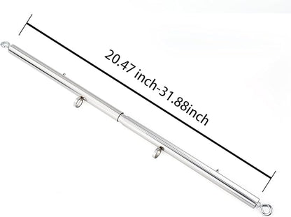 Spreader Bar Heavy Duty Stainless Steel Expandable Silver Bar Home Gym with 4pcs PU Purple Adjustable Strap,Sports Aid Training Fitness Gear Pilates Aid Kit,Yoga Set