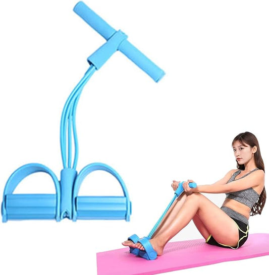 21 Fitness Resistance Bands-4 Tube Pedal Ankle Puller, 2025 New Elastic Yoga Pedal Puller Stretch Band for Exercise, AB Training Auxiliary Device Sit Up Exercise Equipment for Women Men