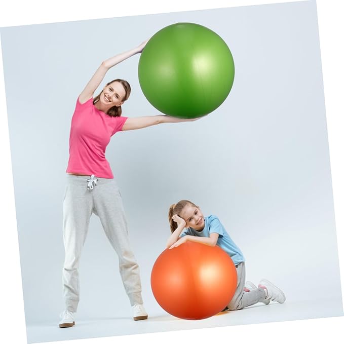 2pcs Anti-Burst Yoga Ball PVC Exercise Balancing Stability Trainer Thickened Mini Pilates Ball for Fitness Training and Gym Use (15-35cm Random Size, Orange+Green)
