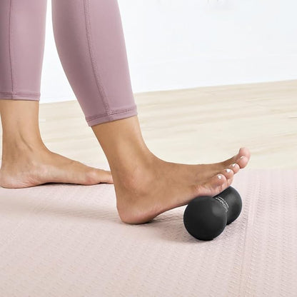 LOTUS Deep Tissue Massage Ball Set, Peanut Ball and Round Ball, Natural Rubber, 2-Pack, Muscle Tension Relief, Stress Reduction, Pocket-Sized Self-Massage Tools, for Home Gym and Travel, Black