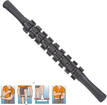 KEENSO 9 Gear Sports Massage Roller Stick Yoga Fitness Muscle Relax,Workout Exercise Equipment,Black,Comfortable to Grip
