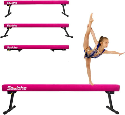 6ft Ultrasimple Adjustable&Foldable Balance Beam,High-Low Floor Beam Suede Gymnastics Equipment,No Tool Require, Gymnastics Beam for Training&Professional HomeTraining