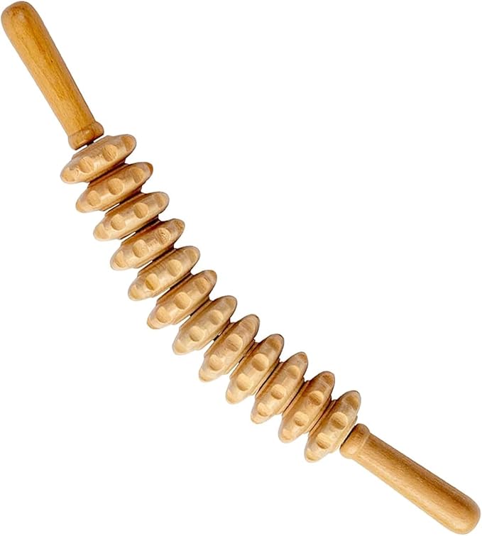 Curved Wood Therapy Massage Roller Tools,Lymphatic Drainage, Cellulite Massage Wooden Muscle Roller Stick for Waist and Thigh, Stomach Rolling guasha Massager Tool for Fascia,Relief, Body Shaping