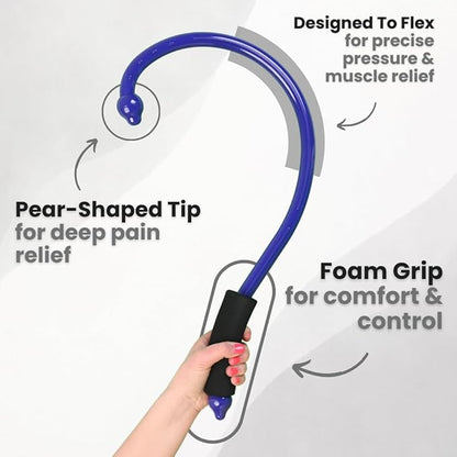 Q-Flex Massage Tool - Self-Massage Stick - Trigger Point Therapy, Muscle Care, Relaxation - Easy-to-Use Massager for Home & Travel - Seen On Shark Tank - Back, Neck, Shoulders, Feet (Blue)