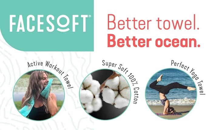 FACESOFT Eco Friendly Gym Towel for Working Out - Soft and Absorbent Cotton Exercise - No Synthetic Microfibers or Plastics - Sweat Towel for Gym, Fitness, Sports, Yoga - Navy - 1 Pc