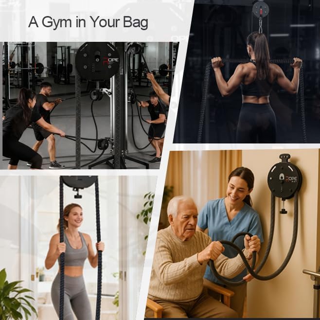 Endless Rope Trainer,Portable Cable Pulley System,Pulley Cable Machine System with Adjustable Resistance,Home Gym Equipment,for Grip,Arms,Back,Body Coordination Exercises