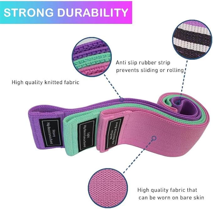 Fabric Resistance Bands for Working Out Stretch Bands for Booty Used for Fitness and Home Exercises Legs Exercise Bands Pilates Workout Bands for Women and Men