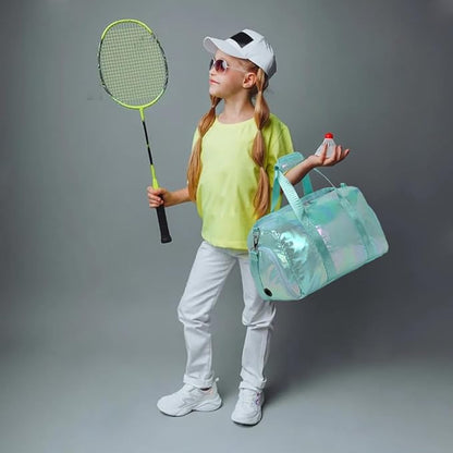 Gym Bag for Girls Sports Duffle Bag for Teen Girls Dance Bag with Shoes Compartment Wet Pocket Overnight Sleepover Bag Travel Duffle for Girls Teens