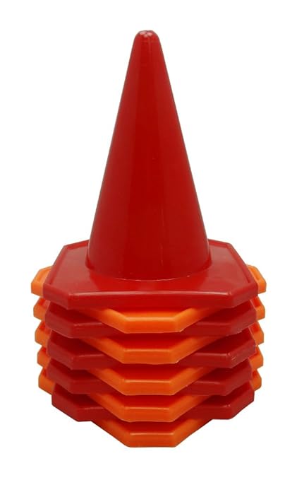 BlueDot Trading 4” Plastic Sports Cones | Agility Cones Games, RC Racing, Outdoor Activities, Soccer Training, Party Games & Decorations - Orange & Red Cones – Set of 10