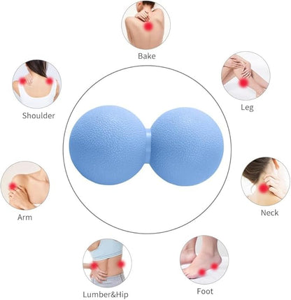 Double Lacrosse & Micro-Elastic Peanut Massage Ball - Myofascial Release Tool for Muscle, Back, Foot, and Physical Therapy, Mobility Roller for Acupressure and Relaxation (Blue)