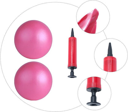 Thickened Frosted PVC Yoga Ball 25cm Mini Pilates Ball Set with Pump, Balancing Stability Trainer for Core Exercise and Fitness Training at Home Random Color