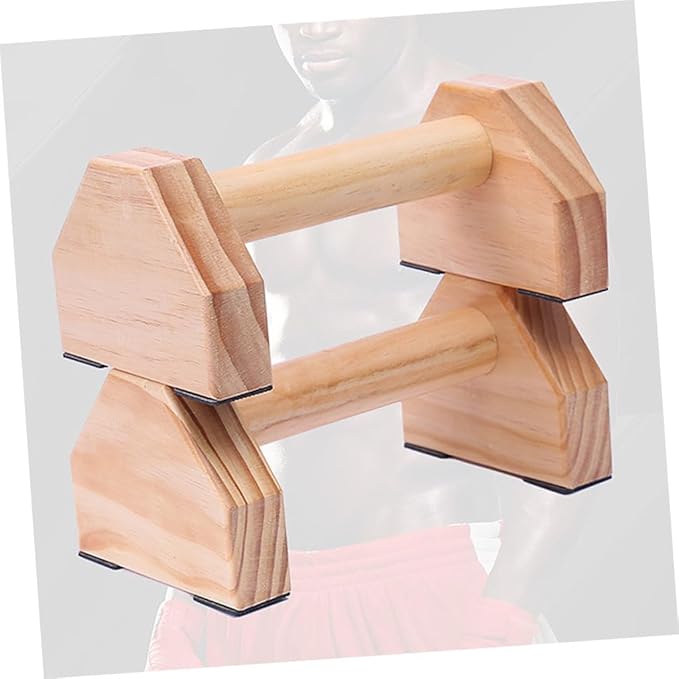 BESPORTBLE Solid Wood Push-up Bracket for Home Workout Smooth Beech Wood Parallettes Bars with Non-slip Support Muscle Training Calisthenics Handstand and Strength Exercises