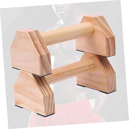 BESPORTBLE Solid Wood Push-up Bracket for Home Workout Smooth Beech Wood Parallettes Bars with Non-slip Support Muscle Training Calisthenics Handstand and Strength Exercises