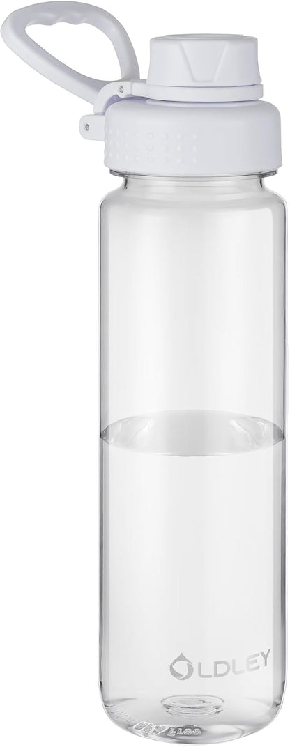 OLDLEY 32 oz Water Bottle, Sports Tritan Water Bottle with Carry Handle and Spout Lid, Leakproof & BPA Free Large Water Bottles for Home,Travel, School, Outdoors, Gym, Transparent