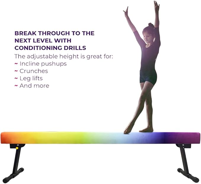 6ft Ultrasimple Adjustable&Foldable Balance Beam,High-Low Floor Beam Suede Gymnastics Equipment,No Tool Require, Gymnastics Beam for Training&Professional HomeTraining