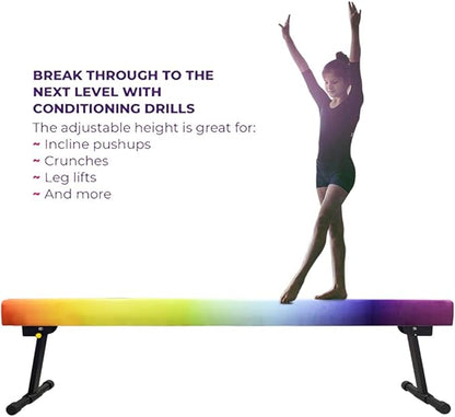 6ft Ultrasimple Adjustable&Foldable Balance Beam,High-Low Floor Beam Suede Gymnastics Equipment,No Tool Require, Gymnastics Beam for Training&Professional HomeTraining