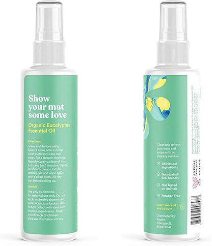ASUTRA Yoga Mat Cleaner Spray (Uplifting Eucalyptus), 4 fl oz - No Slippery Residue, Organic Essential Oils, Deep-Cleansing for Fitness Gear & Gym Equipment, Microfiber Towel Included