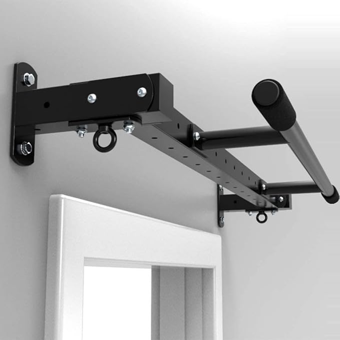 Wall Mounted Pull Up Bar with More Stable 4-Hole Design for Indoor and Outdoor Use Maximum Weight 440 Lbs Home Indoor Wall Wall Hanging Straight Bar Muscle Training Fitness Equipment