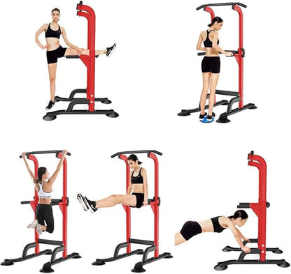 SogesHome Power Tower Pull Up Bar and Dip Station, Height Adjustable Dip Stand Exercise Machine for Home Gym, Multi-Functional Free Standing Strength Training Fitness Workout Station