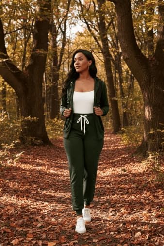 CLOCOR Track Suits for Women Set - Casual 2 Piece Outfits Sweatsuit Pocket Hoodies Long Sleeve with Patchwork Pants Set