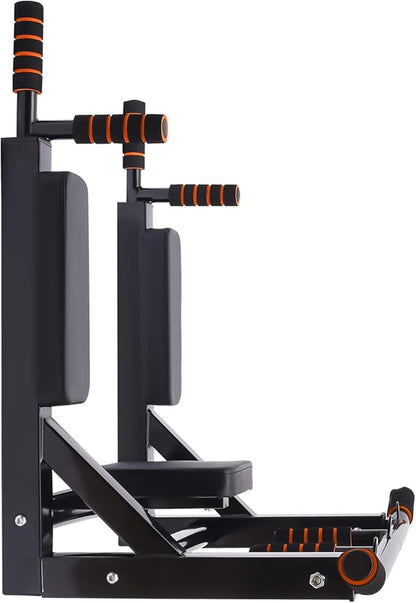 Wall Mounted Pull Up Bar, Multifunctional Chin Up Dip Station for Indoor Home Gym, Training Equipment Fitness Dip Stand Supports to 440 Lbs, Heavy Duty Multi-Grip Chin Up Bar for Full-Body Workouts