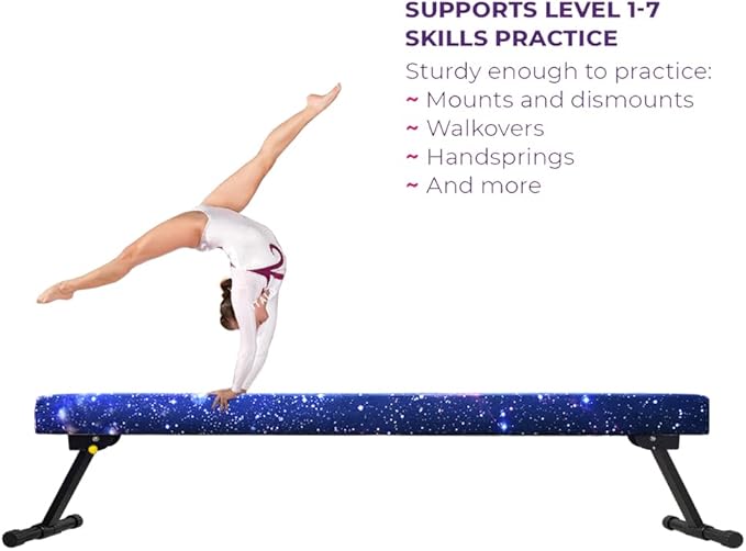 6ft Ultrasimple Adjustable&Foldable Balance Beam,High-Low Floor Beam Suede Gymnastics Equipment,No Tool Require, Gymnastics Beam for Training&Professional HomeTraining