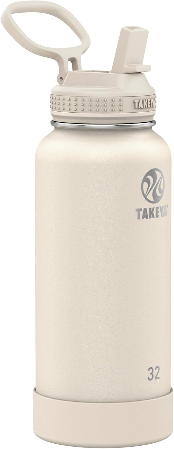 Takeya 32 oz Actives Stainless Steel Water Bottle with Straw Lid – Leakproof, Double-Wall Insulated, Keeps Drinks Cold 24 hrs/Hot 12 hrs, BPA-Free, Powder-Coated, Gym & Travel, Oat Milk