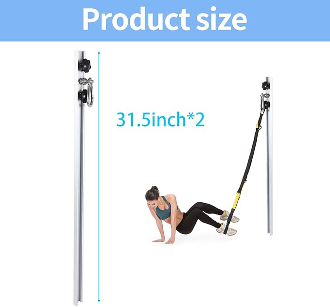 Resistance Band Wall Anchor,Gym Resistance Bands,djustable Workout Wall Anchor System,for Resistance Band Exercises,with 2 Rail and 2 Rail Car,Easy Installation(double set,No Resistance Bands)