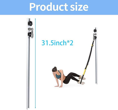 Resistance Band Wall Anchor,Gym Resistance Bands,djustable Workout Wall Anchor System,for Resistance Band Exercises,with 2 Rail and 2 Rail Car,Easy Installation(double set,No Resistance Bands)