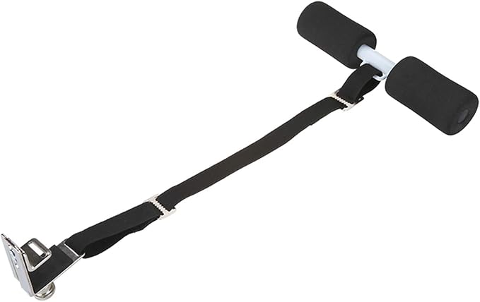 Portable Core Workout Bench with Adjustable Foam Padding, Foldable Sit Up Assist Equipment for Home Gym Abdominal Training Strength Exercises (Black)