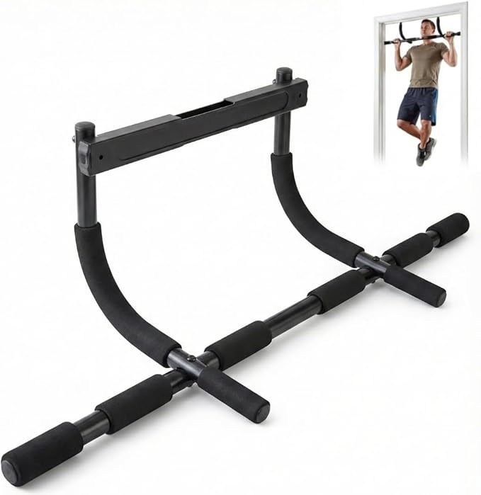 ENERGI CORE Pull Up Bar for Doorway | No-Screw Chin Up Bar with Multi-Grip Foam Handles | Heavy-Duty Home Gym Strength Training Equipment | Upper Body Workout Bar for Standard Door Frames