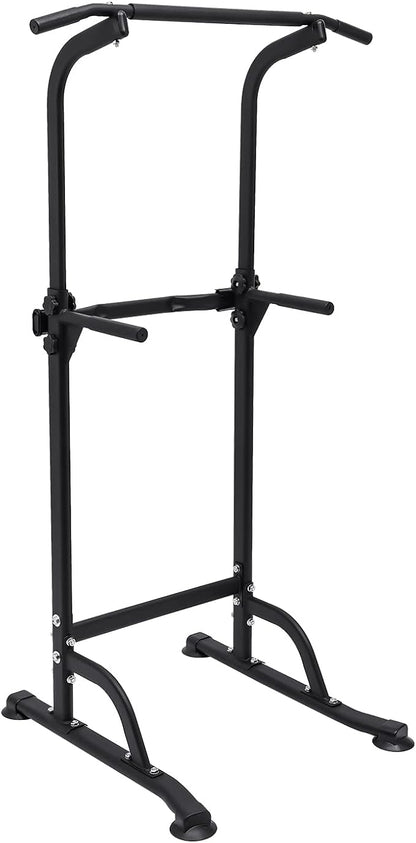 Parallel Bars Power Tower Adjustable Dip Station Pull Up Bar Push Up for Home Gym Strength Training Body Building Workout Equipment Standing Pull Up Pillar Impregnation Station, Black