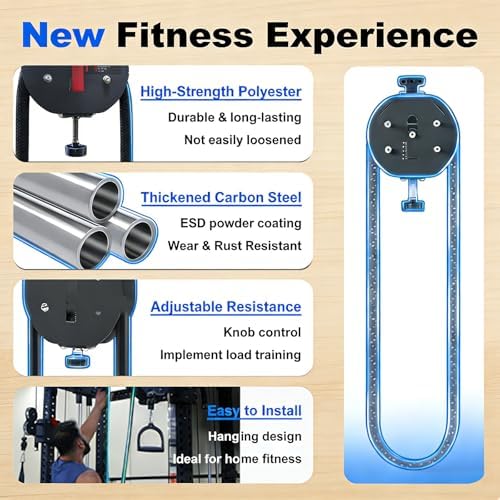 Endless Rope Machine for Home Gym - Adjustable Tricep Rope, 330lb Capacity, 30kg Max Resistance for Full Body Workout, Cardio, HIIT & Strength Training Equipment