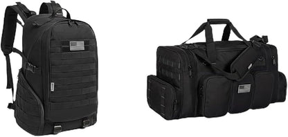 K-Cliffs Tactical Range Duffel Heavy Duty Travel Bag Quality Sport Gear Gym Tote Molle Lockable With US Patch (Combo)