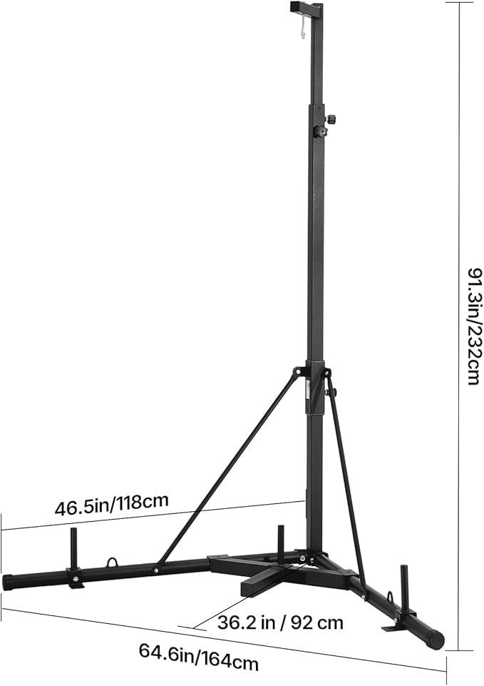 Happybuy Heavy-Duty Punching Bag Stand – Adjustable Height Steel Fitness Equipment with Weighted Base, Holds Up to 140lbs, Freestanding Sandbag Rack for Home Gym & Martial Arts Training